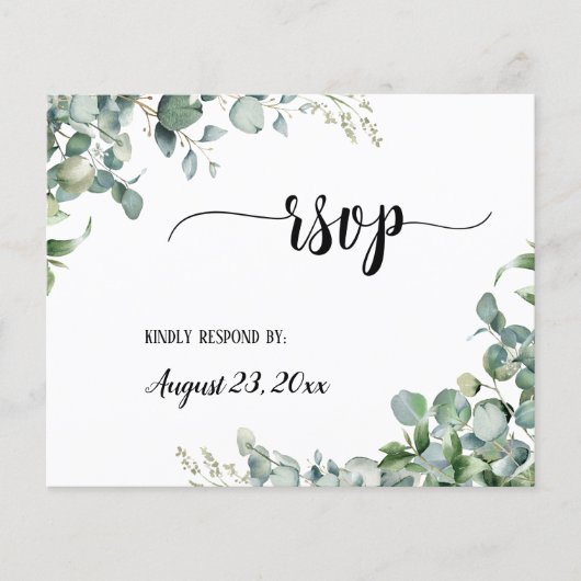 Papier Verdure Floral Eucalyptus Mariage RSVP Répondre (Devant)