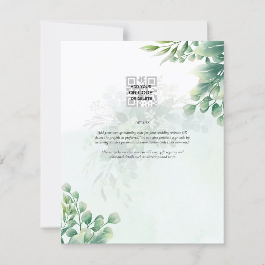 Papier Verdure Or Eucalyptus CODE QR MARIAGE Moderne (Dos)