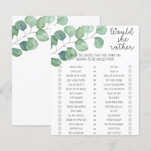 Papier Verdure - Plairait-Elle Plutôt Baby shower Jeu