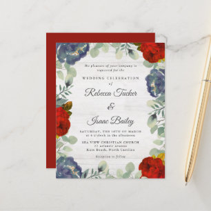 Papier Verdure rustique Bleu Rouge Mariage Budget Floral