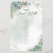 Papier Verdure succulents cadre or Baby Animal Match (Dos)