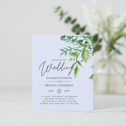 Papier Véritable couleur VERDURE Budget Mariage Invitatio (Debout devant)