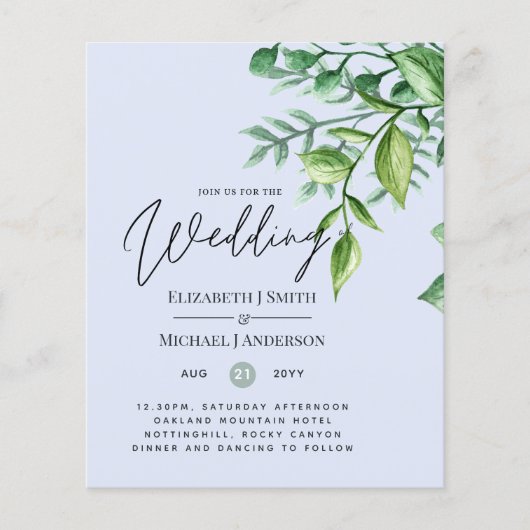 Papier Véritable couleur VERDURE Budget Mariage Invitatio (Devant)