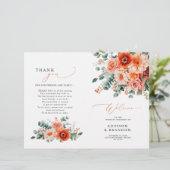 Papier Verona Sunset Bright Orange Moderne Mariage Progra (Debout devant)