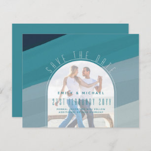 Papier Verre de mer moderne Océan Peacock Bleu Mariage Tu