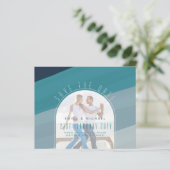 Papier Verre de mer moderne Océan Peacock Bleu Mariage Tu (Debout devant)