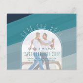 Papier Verre de mer moderne Océan Peacock Bleu Mariage Tu (Devant)