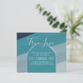 Papier Verre de mer moderne Océan Peacock Bleu Mariage Tu (Debout devant)