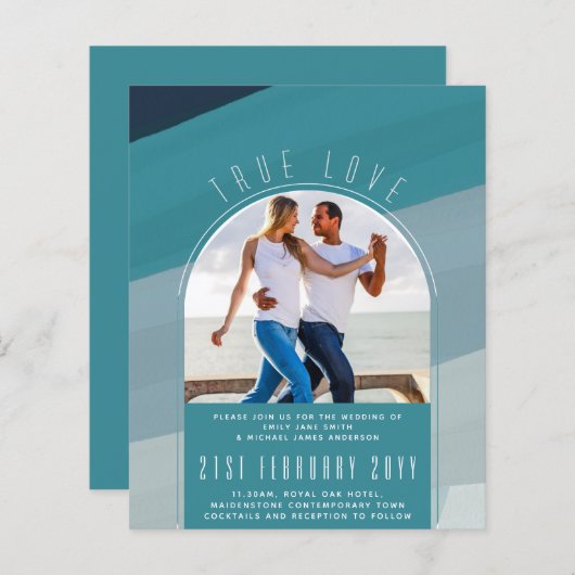 Papier Verre de mer moderne Océan Peacock Bleu Mariage Tu (Devant / Derrière)