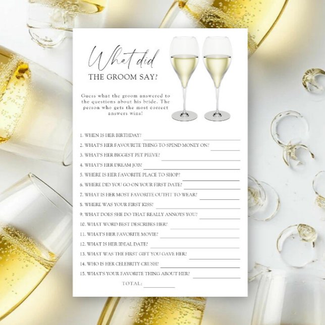 Papier Verres à champagne - Que dit le marié (Créateur téléchargé)