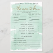 Papier Vert Aquarelle Or connaître le jeu Maman-to-be (Devant)