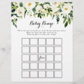 Papier Vert Blanc Floral Baby Bingo Jeu de douche (Devant)