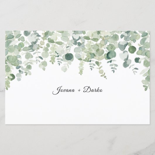 Papier Vert Botanique Eucaliptus Mariage (Dos)