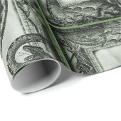 Papier vert d'emballage cadeau de méduse (Coin rond)