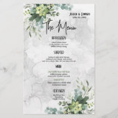 Papier Vert Elégant Mariage Aquarelle Floral Minimal (Dos)