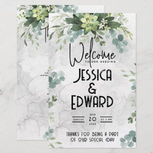 Papier Vert Elégant Mariage Aquarelle Floral Minimal