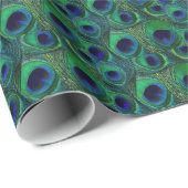 Papier vert et bleu d'emballage cadeau de plume de (Coin rond)