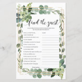 Papier Vert et or géométrique trouver le jeu d'invités (Devant)