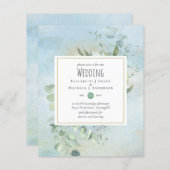 Papier Vert Eucalyptus Bleu Mariage BUDGET Invitations (Devant / Derrière)