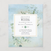 Papier Vert Eucalyptus Bleu Mariage BUDGET Invitations (Devant)