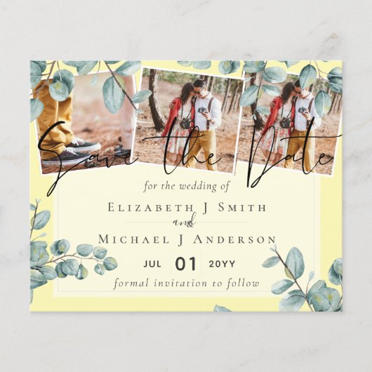 Papier Vert Eucalyptus Lilac Citron gris Mariage (Devant)