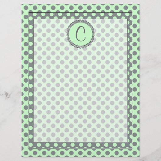 Papier Vert menthe avec Pois gris-Monogramme STaylor (Devant)