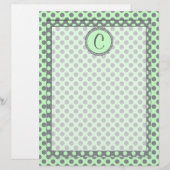 Papier Vert menthe avec Pois gris-Monogramme STaylor (Devant / Derrière)