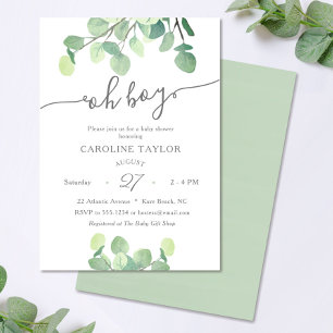 Papier Vert moderne Oh Boy Baby shower Invitation