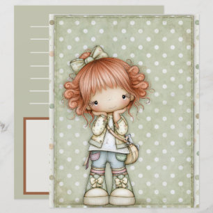 Papier Vert olive sauge créme foncé Journaling Scra