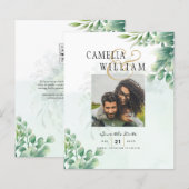 Papier Vert Or Eucalyptus MARIAGE QR CODE Moderne (Devant / Derrière)
