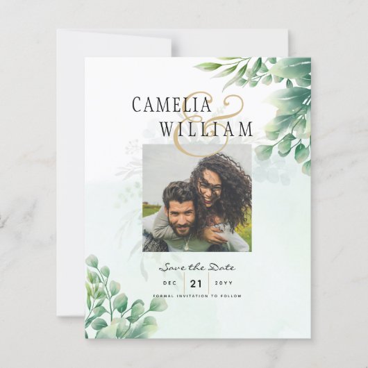 Papier Vert Or Eucalyptus MARIAGE QR CODE Moderne (Devant)