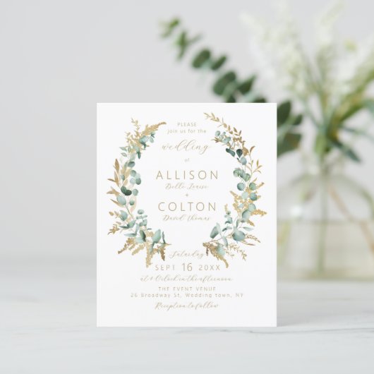 Papier Vert or rustique Budget Tout en un Mariage (Debout devant)