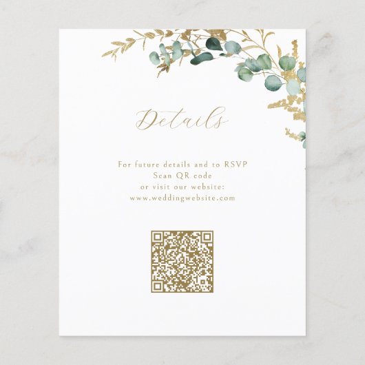 Papier Vert or rustique Budget Tout en un Mariage (Dos)