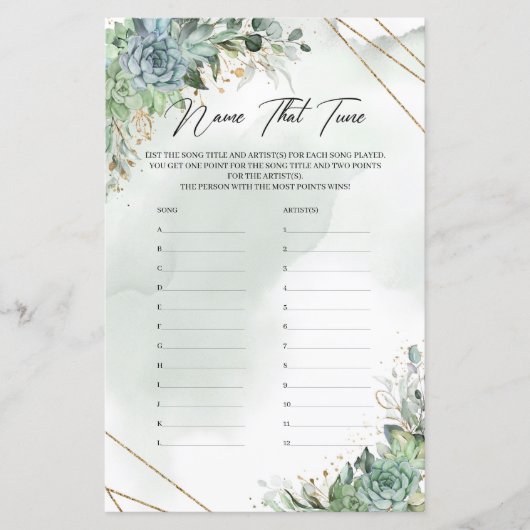 Papier Vert succulent eucalyptus or Nom That Tune (Devant)