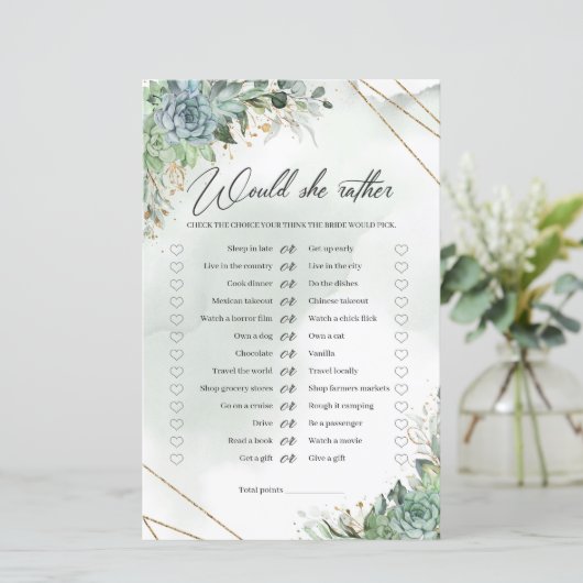 Papier Vert succulents eucalyptus Voudrait-elle Plaire (Debout devant)