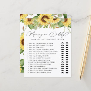 Papier Vert tournesol maman ou papa Baby shower jeu