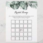 Papier Vert tropical Blanc Floral Bridal Jeu de Bingo (Devant)