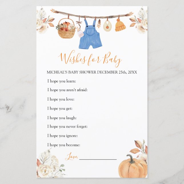 Papier Vêtements Citrouilles Baby showers pour bébé (Devant)