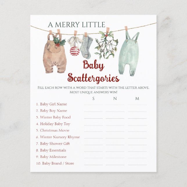 Papier Vêtements de Noël Un Bébé Joyeux Petit Scattergori (Devant)