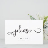 Papier Veuillez en prendre une | Panneau Mariage Simple N (Debout devant)