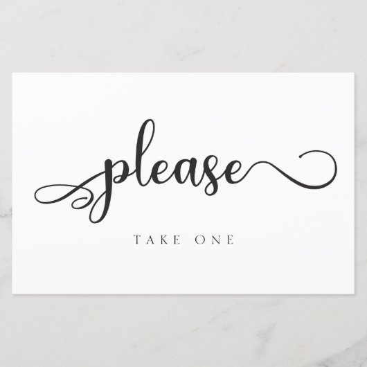 Papier Veuillez en prendre une | Panneau Mariage Simple N (Devant)