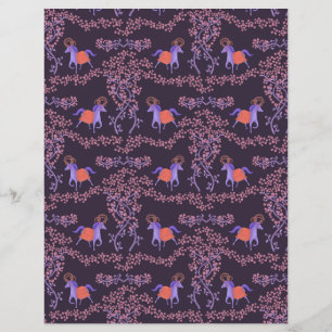 Papier Vibes médiévales Chevaux Rose