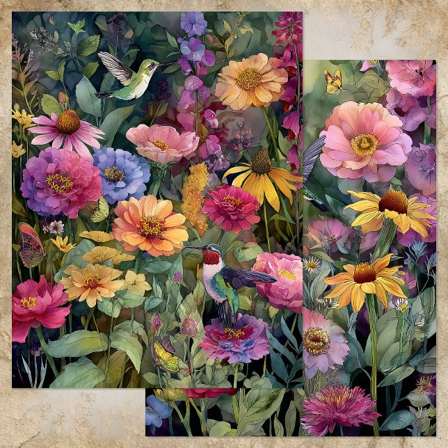 PAPIER VIBRANT HUMMINGBIRD GARDEN SCRAPBOOK PAPER (VIBRANT HUMMINGBIRD GARDEN SCRAPBOOK PAPER)