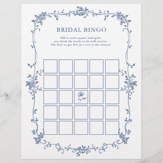 Papier Victorian Blue 'Bridal Bingo' jeu de Fête des mari (Devant)