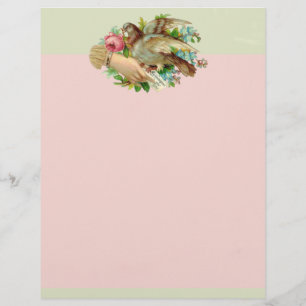 Papier Victorian Valentine Bird et rose