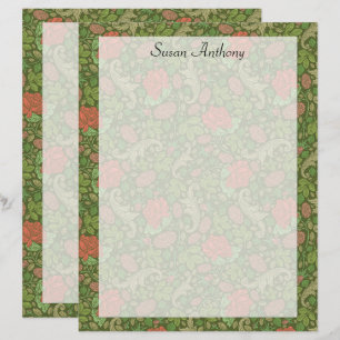 Papier Victorienne Vintage Roses rouges Filles roses Papi