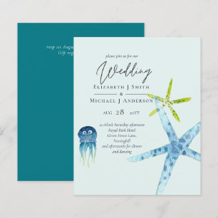 Papier VIE MARINE BUDGET Plage Océan Mariage Invitations