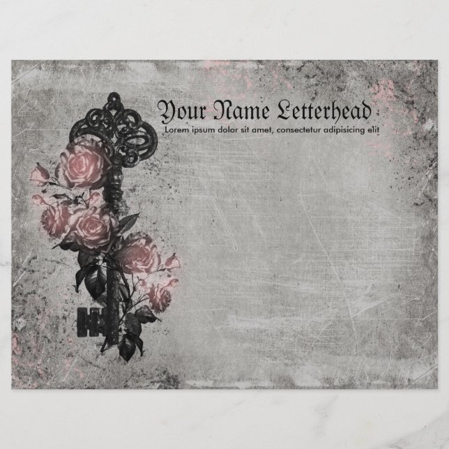 Papier Vieille Clé et Roses (Devant)