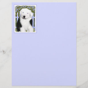 Papier Vieux anglais Sheepdog Puppy Peinture - Chien Art