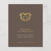 Papier Vieux coeur d'or monogramme mariage informations (Devant)